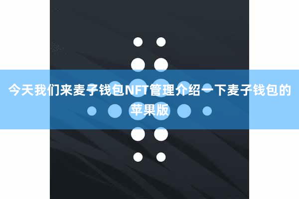 今天我们来麦子钱包NFT管理介绍一下麦子钱包的苹果版